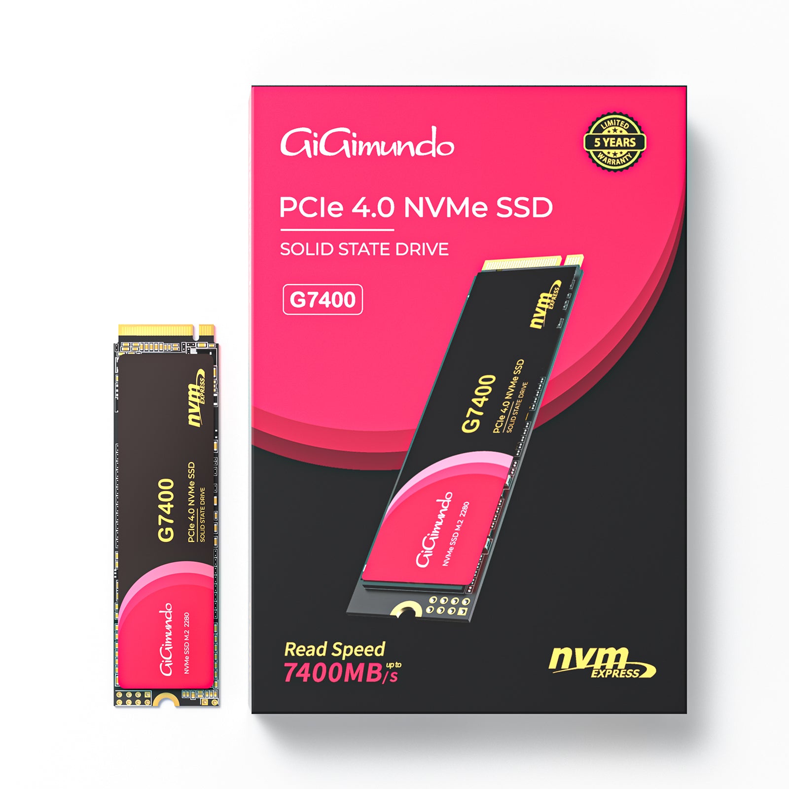 GiGimundo G7400 SSD NVMe PCIe Gen4.0x4 3D NAND with HMB/SLC Buffer Technology/Trim Function